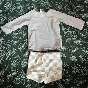 Rash guard and swim shorts